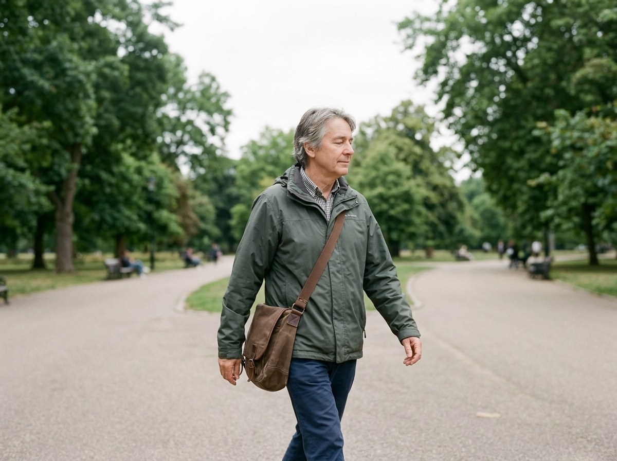 Eine Patientin geht nach der Behandlung im Park spazieren