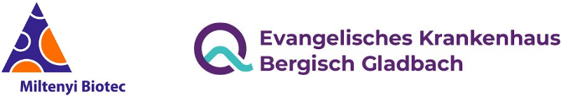 Logos von Miltenyi Biotec und Evangelisches Krankenhaus Bergisch Gladbach